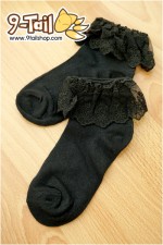 ถุงเท้าลูกไม้สีดำ